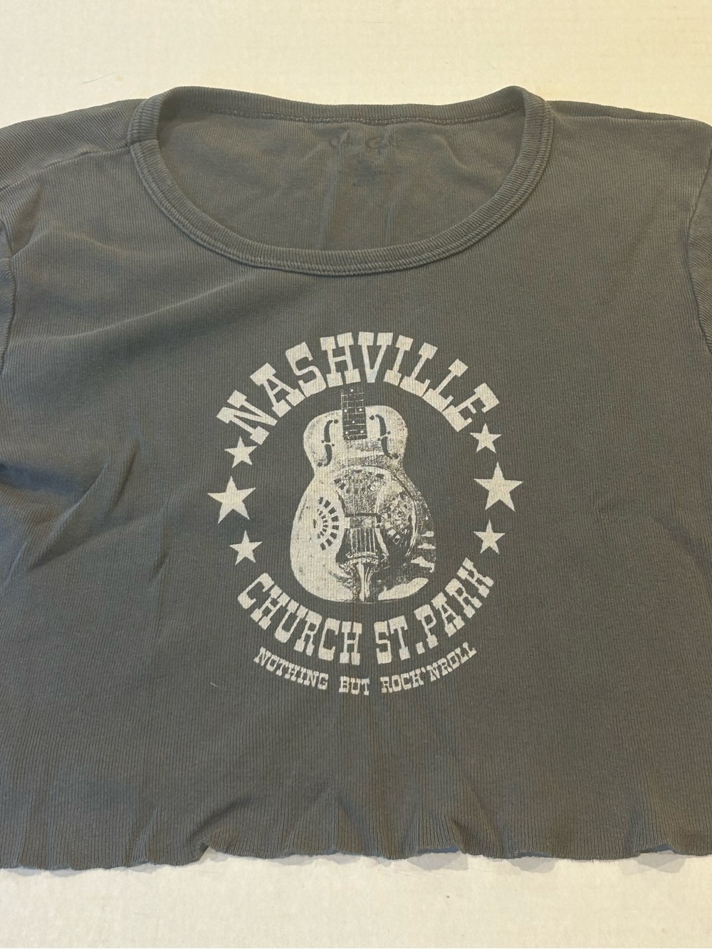 John Galt Nashville Graphic Crop Tee - Gray Small